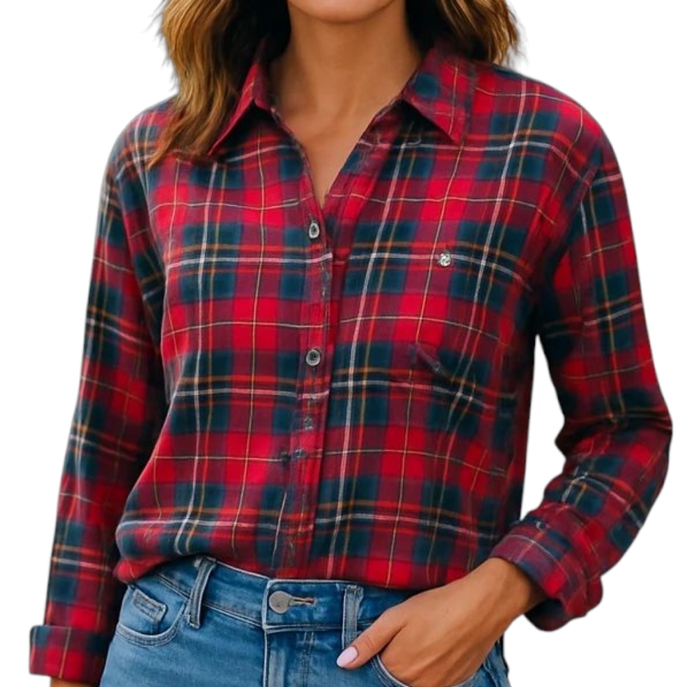 American Eagle Outfitters Red Plaid Button Down Shirt